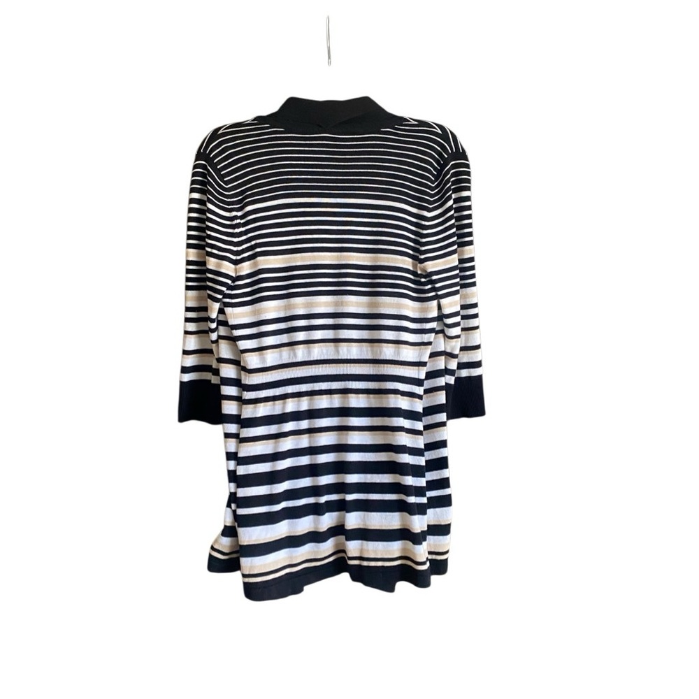 White House Black Market Black/White/Tan Striped Open Cardigan. Size Small - Picture 2 of 8